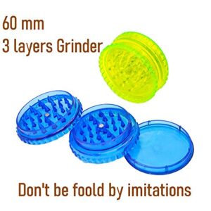 Magnetic Plastic Grinder Crusher 63 mm 3 Layers Assorted Colors (12pcs)