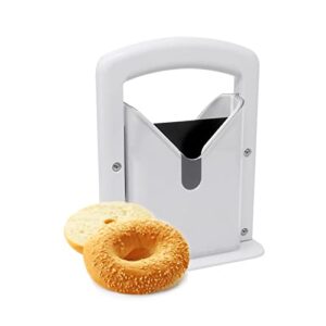 czbcq bagel slicer, perfect for bagels, cutter, safety handle, stainless steel (white), 6.8×3.7×8.8inch