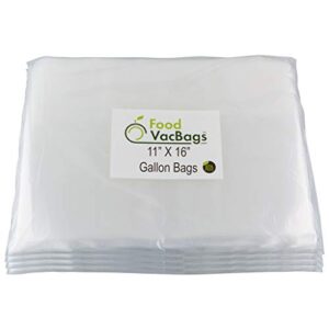 Foodsaver compatible FoodVacBags 100 Gallon Size 11-inch-by-16-Inch Vacuum Sealer Storage Bags, BPA Free, Commercial Grade, Sous Vide Cook, Better inch-per-inch value than rolls