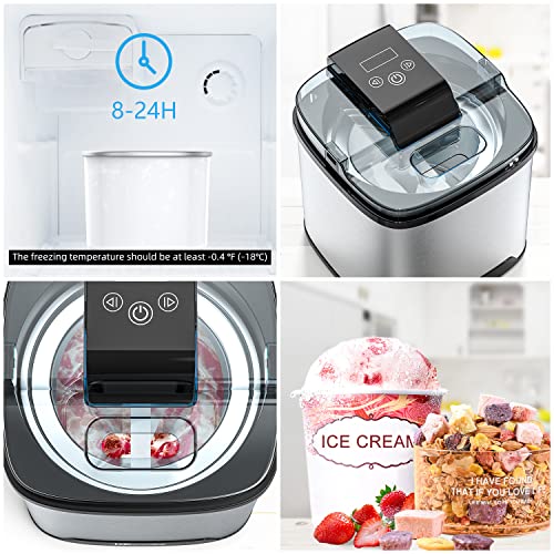 KECOOLKE Ice Cream Maker, Teacher Appreciation Gifts Electric Ice Cream Machine Countertop Fruit Soft Serve Homemade Large Capacity 2 Quart Frozen Yogurt Sorbet gelato