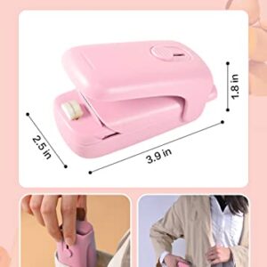 NOBVEQ Mini Bag Sealer, Handheld Heat Vacuum Sealer, Cutter with Lanyard and 2 in 1 Heat Sealer , Portable Bag Resealer Machine for Plastic Bags Food Storage Snacks Freshness(Batteries Included)-PINK