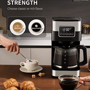 SHARDOR Coffee Maker, 10-Cup Programmable Drip Coffee Machine with Touch-Screen, Pause & Serve, Black & Stainless Steel