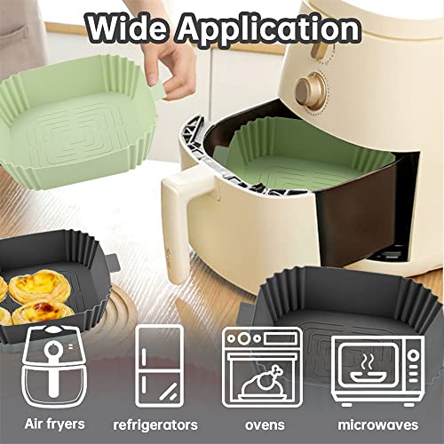 Air Fryer Silicone Liners, Reusable Air Fryer Square Liner, Non-stick Easy Cleaning Air Fryer Silicone Pot 8 Inch for 4 to 7 Qt, Air Fryer Liners for Oven Microwave Accessories(2 Pack)