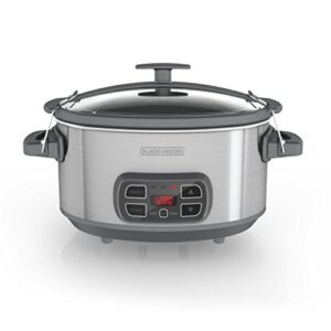 black+decker scd1007 7 quart programmable slow cooker with digital timer, portable with locking lid, stainless steel