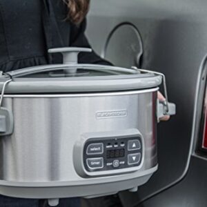 BLACK+DECKER SCD1007 7 Quart Programmable Slow Cooker with Digital Timer, Portable with Locking Lid, Stainless Steel