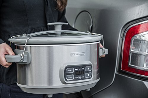 BLACK+DECKER SCD1007 7 Quart Programmable Slow Cooker with Digital Timer, Portable with Locking Lid, Stainless Steel