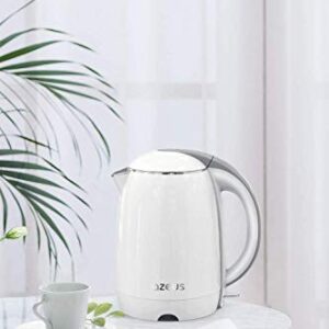 AZEUS Electric Kettle 1500W Cool Touch Tea Kettle Anti-scalding Design 1.8L Large Capacity Double Wall Kettle Cordless Water Boiler with Auto Shut-Off and Boil-Dry Protection, BPA-Free, White