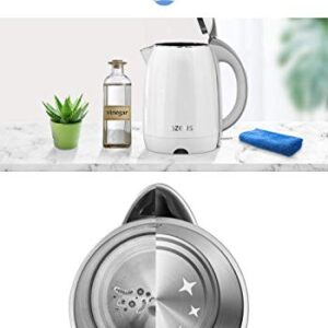 AZEUS Electric Kettle 1500W Cool Touch Tea Kettle Anti-scalding Design 1.8L Large Capacity Double Wall Kettle Cordless Water Boiler with Auto Shut-Off and Boil-Dry Protection, BPA-Free, White