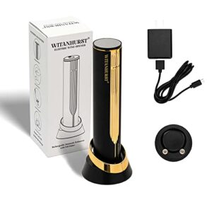 witanhurst electric wine opener kit, rechargeable wine bottle opener set, cordless automatic corkscrew gifts for women and men with built-in foil cutter charging stand, usb charger cable (gold)