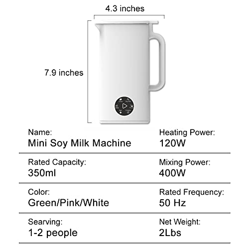 Mini Soybean Milk Maker, Portable Soy Milk Machine with 6 functions, Juicer Maker, Free Filtering, Self Cleaning and 110V for Household