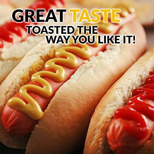 Nostalgia Adjustable 5 Setting Retro Pop Up Hot Dog Toaster, Fits 2 Regular or Extra Plump Hot Dogs and 2 Buns with Removable Cage and Mini Tongs, Red