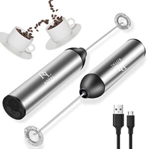 electric usb rechargeable milk/coffee frother,royal handheld foam maker/mixer for latte, cappuccino, frappe drink, hot chocolate, stainless steel silver…
