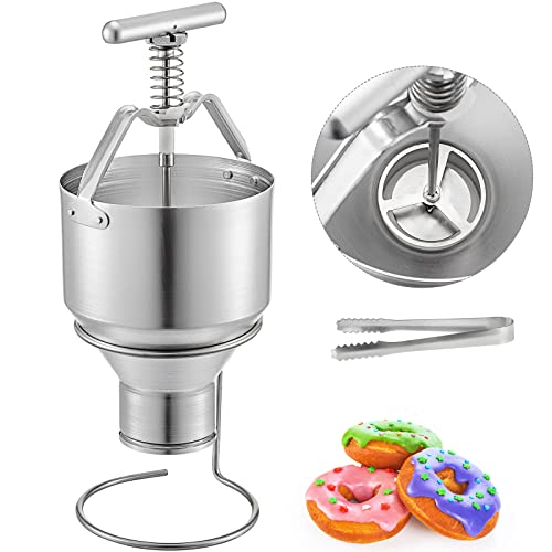 VBENLEM Donut Depositor 5L Capacity Donut Dropper Hopper Food-Grade Aluminum Manual Donut Dispenser 6 Adjustable Thicknesses Donut Hopper with Stand Donut Batter Dispenser for Home & Commercial Use