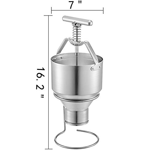 VBENLEM Donut Depositor 5L Capacity Donut Dropper Hopper Food-Grade Aluminum Manual Donut Dispenser 6 Adjustable Thicknesses Donut Hopper with Stand Donut Batter Dispenser for Home & Commercial Use