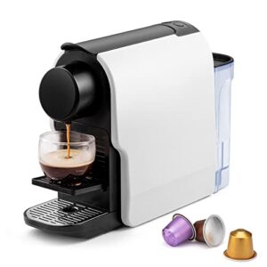 beanglass Espresso Mini Coffee Maker for Nespresso Pods, Capsule Coffee Machine Programmable Buttons for Espresso and Lungo, Premium Italian 20 Bar High Pressure Pump, Removable Water Tank, 1350W