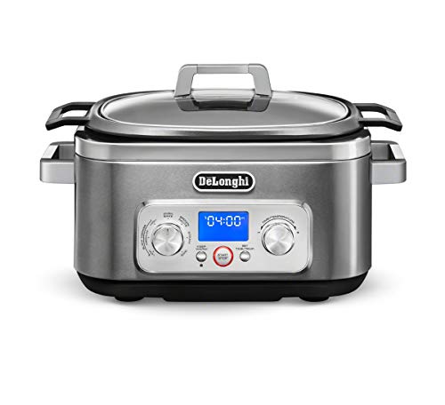 De'Longhi Livenza 7-in-1 Multi-Cooker Programmable SlowCooker, Bake, Brown, Saute, Rice, Steamer & Warmer, Easy to Use and Clean, Nonstick Dishwasher Safe Pot, (6-Quart), Stainless Steel