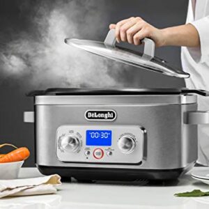 De'Longhi Livenza 7-in-1 Multi-Cooker Programmable SlowCooker, Bake, Brown, Saute, Rice, Steamer & Warmer, Easy to Use and Clean, Nonstick Dishwasher Safe Pot, (6-Quart), Stainless Steel