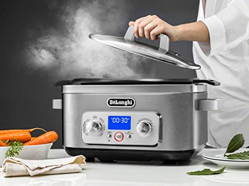 De'Longhi Livenza 7-in-1 Multi-Cooker Programmable SlowCooker, Bake, Brown, Saute, Rice, Steamer & Warmer, Easy to Use and Clean, Nonstick Dishwasher Safe Pot, (6-Quart), Stainless Steel