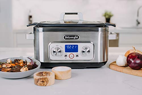 De'Longhi Livenza 7-in-1 Multi-Cooker Programmable SlowCooker, Bake, Brown, Saute, Rice, Steamer & Warmer, Easy to Use and Clean, Nonstick Dishwasher Safe Pot, (6-Quart), Stainless Steel