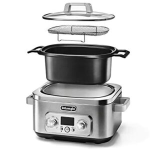 De'Longhi Livenza 7-in-1 Multi-Cooker Programmable SlowCooker, Bake, Brown, Saute, Rice, Steamer & Warmer, Easy to Use and Clean, Nonstick Dishwasher Safe Pot, (6-Quart), Stainless Steel