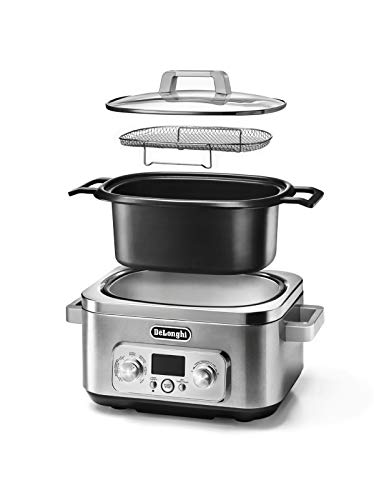 De'Longhi Livenza 7-in-1 Multi-Cooker Programmable SlowCooker, Bake, Brown, Saute, Rice, Steamer & Warmer, Easy to Use and Clean, Nonstick Dishwasher Safe Pot, (6-Quart), Stainless Steel