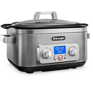 De'Longhi Livenza 7-in-1 Multi-Cooker Programmable SlowCooker, Bake, Brown, Saute, Rice, Steamer & Warmer, Easy to Use and Clean, Nonstick Dishwasher Safe Pot, (6-Quart), Stainless Steel