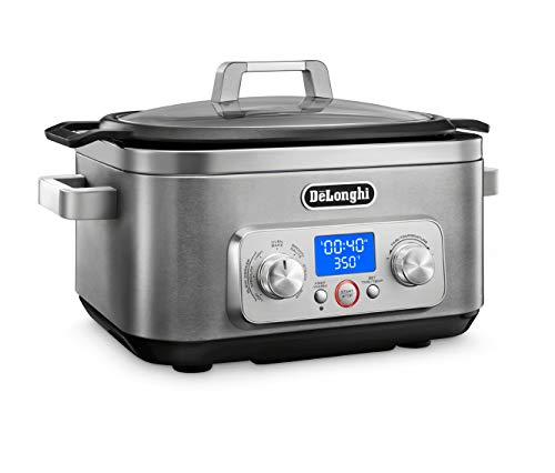 De'Longhi Livenza 7-in-1 Multi-Cooker Programmable SlowCooker, Bake, Brown, Saute, Rice, Steamer & Warmer, Easy to Use and Clean, Nonstick Dishwasher Safe Pot, (6-Quart), Stainless Steel