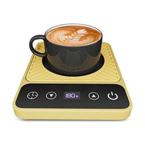 pal&sam cup & mug coffee warmer for desk, electric beverage & candle warmer with auto off, smart kitchen gadget for heating coffee, hot chocolate, tea, and milk (cup excluded, yellow)