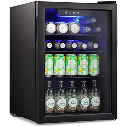 ZAFRO Wine Cooler Refrigerator 120 Cans for Drink or Wine Low Noise Noble Black Freestanding Wine Refrigerator for Appartment or Kitchen