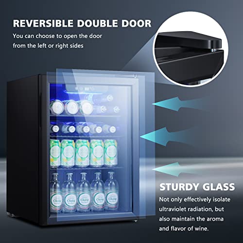 ZAFRO Wine Cooler Refrigerator 120 Cans for Drink or Wine Low Noise Noble Black Freestanding Wine Refrigerator for Appartment or Kitchen