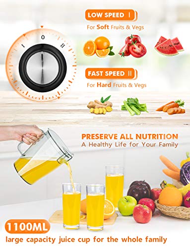 Juice Extractor, Bextcok Centrifugal Juicer Machines Ultra Fast Extract Various Fruit and Vegetable Electric Juice Extractor with 3" Large Feed Chute BPA Free Easy Clean for Orange Celery Carrot