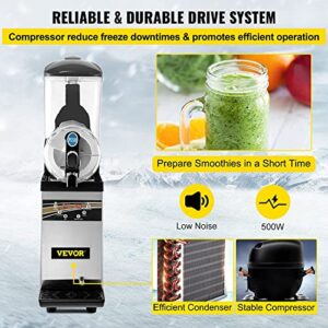 VEVOR Commercial Slushy Machine, 15L Tank Commercial Margarita Machine, 500W Stainless Steel Frozen Drink Machine, Temperature Slush 26.6°F to 28.4°F Margarita Slush Maker, Perfect for Cafes Bars