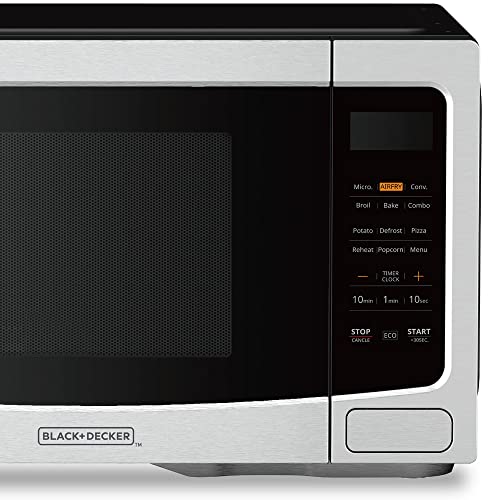 Black and Decker 1.0 Cubic Foot Stainless Steel 5-in-1 Countertop Microwave w/Air Fryer Microwave Combo, Convection, Broil, Bake, and 12.4" Turntable