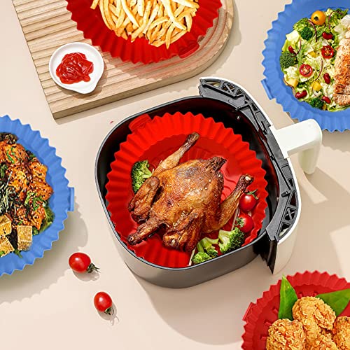 CIWICH Air Fryer Silicone Pot,7.9Inch Silicone Air Fryer Liners Round Reusable, Food Safe Air fryers Oven Accessories,2 Pack Silicone Air Fryer Basket with Mitts, No Need to Clean the Air Fryer