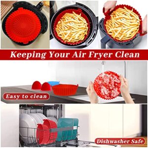 CIWICH Air Fryer Silicone Pot,7.9Inch Silicone Air Fryer Liners Round Reusable, Food Safe Air fryers Oven Accessories,2 Pack Silicone Air Fryer Basket with Mitts, No Need to Clean the Air Fryer