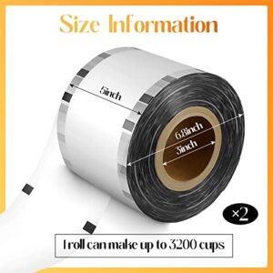 2 Rolls Cup Sealing Film Clear Cup Sealer Film 90-105 mm 6400 Cups Bubble Tea Sealer Film for Pp Plastic and Paper Cups Bubble Tea Sealing Machine