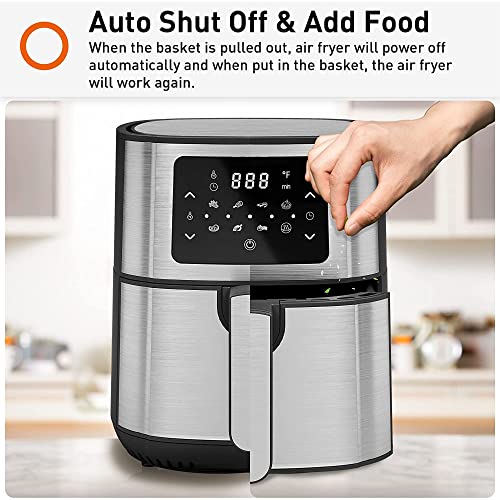 Joyoung JY-570 5.8 Quart Stainless Steel Multi Tasker Detachable Double Basket Air Fryer with LED Touchscreen and 8 Built In Smart Programs, Black