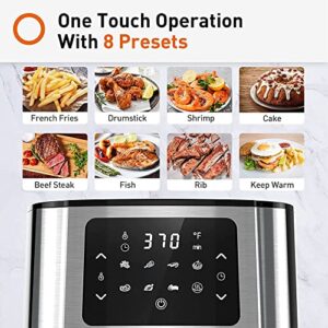 Joyoung JY-570 5.8 Quart Stainless Steel Multi Tasker Detachable Double Basket Air Fryer with LED Touchscreen and 8 Built In Smart Programs, Black