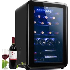merax 24 bottle retro wine cooler – quiet counter top wine chiller, freestanding wine refrigerator with digital display (24 bottles-black)