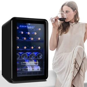 Merax 24 Bottle Retro Wine Cooler - Quiet Counter Top Wine Chiller, Freestanding Wine Refrigerator with Digital Display (24 Bottles-Black)