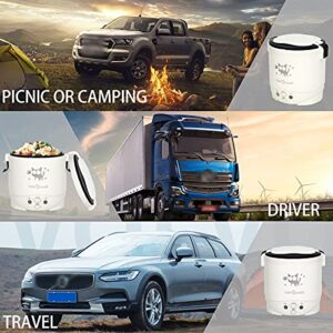 Multi-Function (Cooking, Heating, Keeping warm) Mini Travel Rice Cooker 12V For Car (12v white)