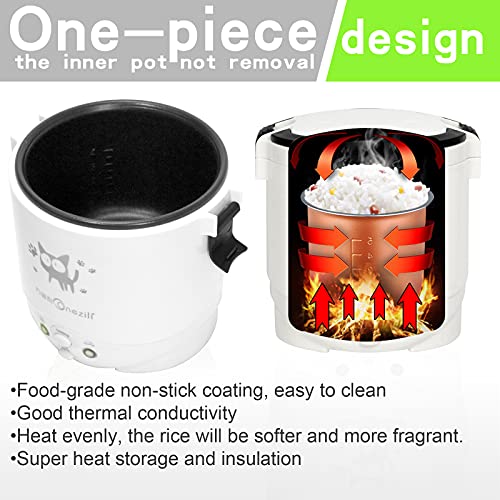 Multi-Function (Cooking, Heating, Keeping warm) Mini Travel Rice Cooker 12V For Car (12v white)