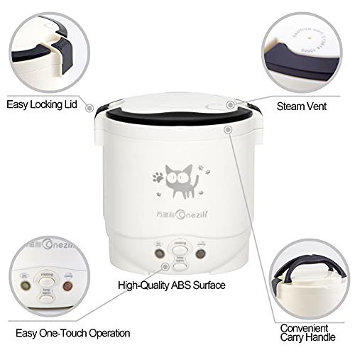 Multi-Function (Cooking, Heating, Keeping warm) Mini Travel Rice Cooker 12V For Car (12v white)