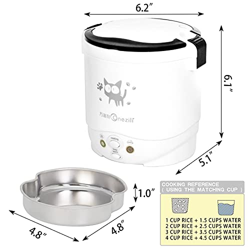 Multi-Function (Cooking, Heating, Keeping warm) Mini Travel Rice Cooker 12V For Car (12v white)