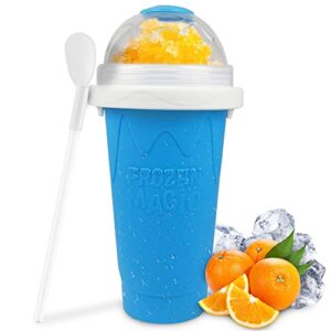 Slushy Maker Cup - Travel Slushie Cup, TIKTOK Quick Freeze Magic Cup, Double Layer Slushy Cup, Cooler Smoothie Silicon Cup, Mini Ice Cream Maker, Slushies - Blue.