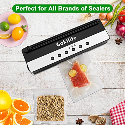 Gokilife Vacuum Sealer Bags - 100 Mini Pint Size 6" x 8" for Food Saver, Seal a Meal, BPA Free, Heavy Duty Commercial Grade, Sous Vide Vaccume Meal Safe, Universal Pre-Cut Bag Design