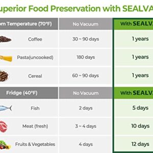SEALVAC Cordless Vacuum Sealer Machine, Automatic and Compact Design Food Sealer with Vertical Stand, Portable, Sous Vide, Wine & Container Air Sealing Includes 20 Sealing Bags 8"X12" (Black (with vertical stand))