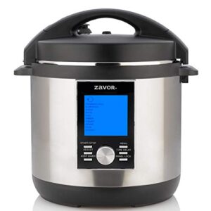 zavor lux lcd 6 quart programmable electric multi-cooker: pressure cooker, slow cooker, rice cooker, yogurt maker, steamer and more – stainless steel (zsell02)