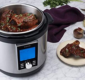 Zavor LUX LCD 6 Quart Programmable Electric Multi-Cooker: Pressure Cooker, Slow Cooker, Rice Cooker, Yogurt Maker, Steamer and more - Stainless Steel (ZSELL02)