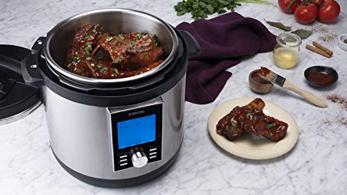 Zavor LUX LCD 6 Quart Programmable Electric Multi-Cooker: Pressure Cooker, Slow Cooker, Rice Cooker, Yogurt Maker, Steamer and more - Stainless Steel (ZSELL02)